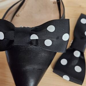 Hand Crafted Black Polka Dot Shoe Bows Shoe Clips